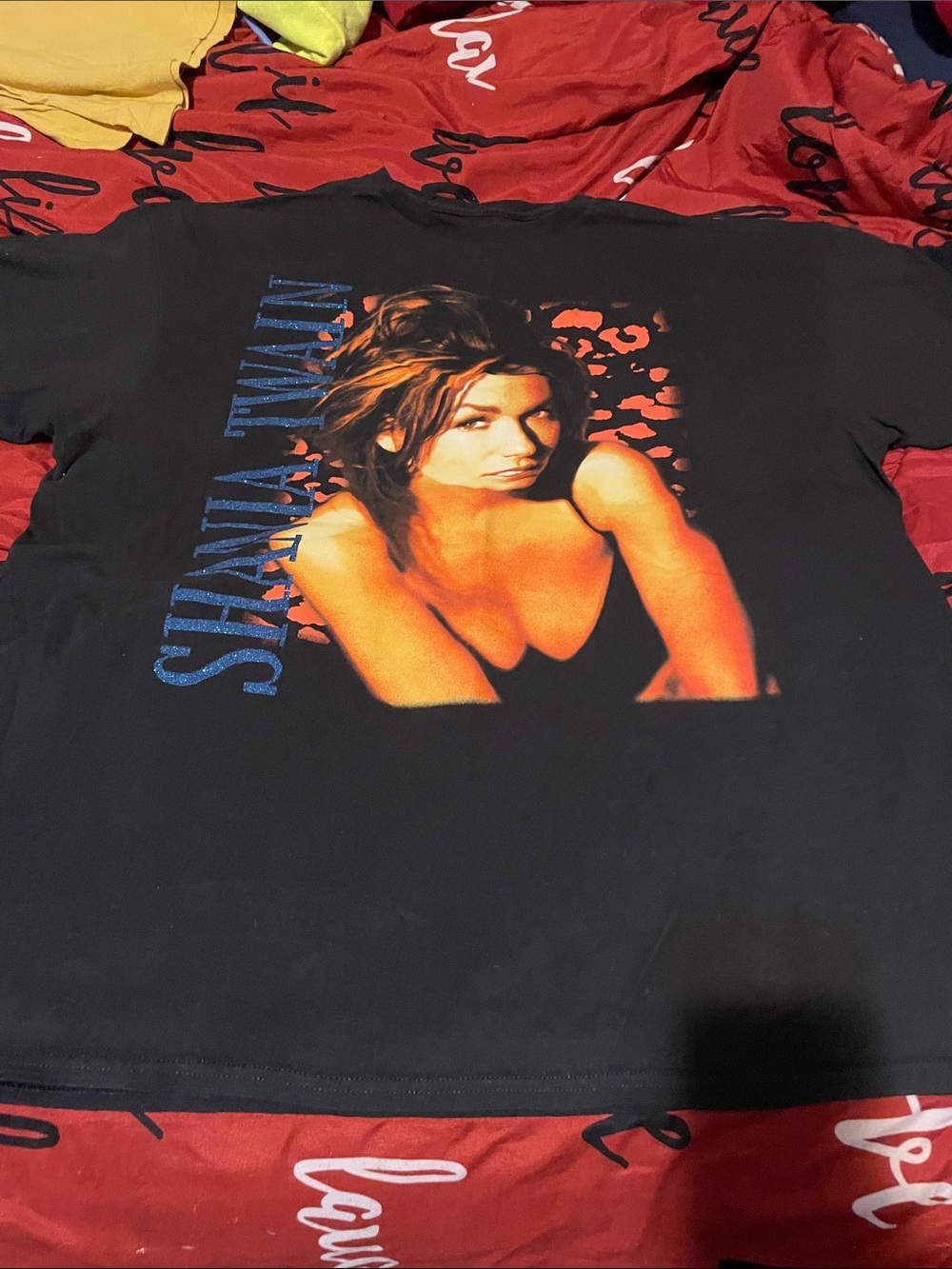 Black Short Sleeve Graphic Tee with Bold Center Portrait